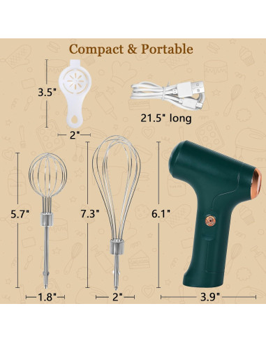 Batidora de Mano Inalámbrica Chidoyii J-2 Verde 3 Velocidades