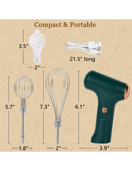 Batidora de Mano Inalámbrica Chidoyii J-2 Verde 3 Velocidades Batidora de Mano Inalámbrica Chidoyii J-2 Verde 3 Velocidades