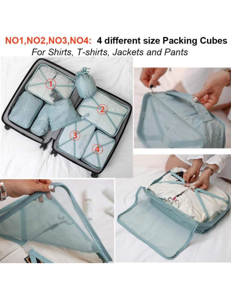 Juego de Organizadores de Empaque para Viaje 8 Piezas Gris