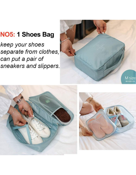 Juego de Organizadores de Empaque para Viaje 8 Piezas Gris