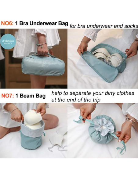 Juego de Organizadores de Empaque para Viaje 8 Piezas Gris