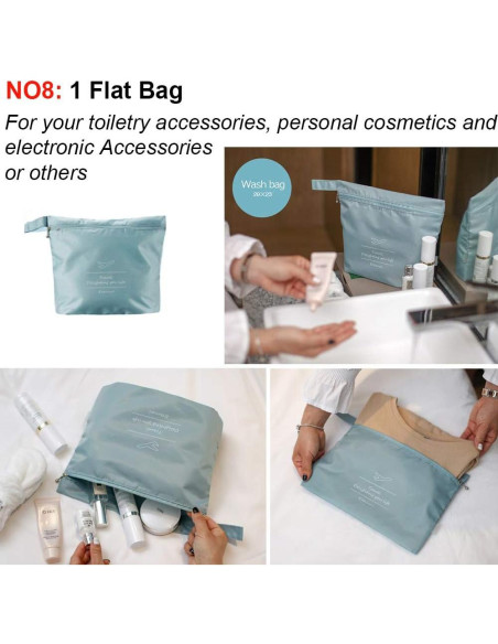 Juego de Organizadores de Empaque para Viaje 8 Piezas Gris