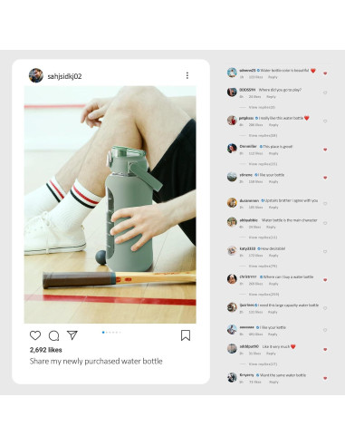 Botella de Agua de Vidrio Kytffu 2L con Pajilla y Funda Silicona