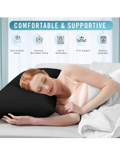 Cojines de cama estándar Sycoodeal 4 unidades negros cómodos 2