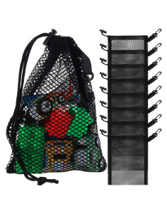 8 Bolsas de Malla Negras Shappy con Cuerda y Clips 33x40cm