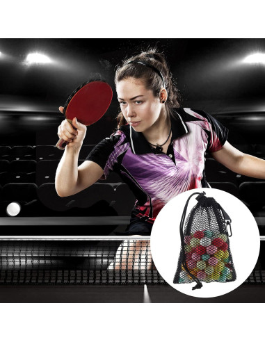 8 Bolsas de Malla Negras Shappy con Cuerda y Clips 33x40cm