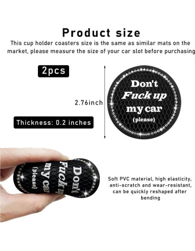 2 Posavasos Brillantes Sylvil para Auto Antideslizantes 6.99 cm