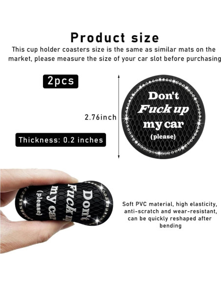 2 Posavasos Brillantes Sylvil para Auto Antideslizantes 6.99 cm