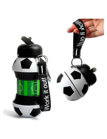 Botella de Agua Plegable de Fútbol Genérica 532 ml Silicona Botella de Agua Plegable de Fútbol Genérica 532 ml Silicona