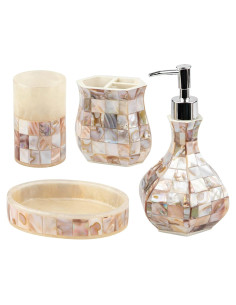 Juego de Accesorios de Baño Milano - 4 Piezas con Madreperla