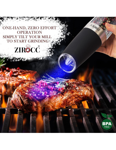 Molinillo Eléctrico de Sal y Pimienta ZIROCC - Automático, Negro