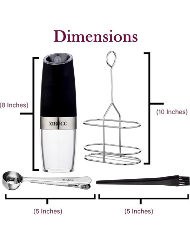 Molinillo Eléctrico de Sal y Pimienta ZIROCC - Automático, Negro