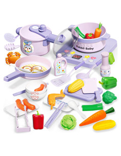 Juego de Cocina Infantil SMILESSKIDDO 37 Piezas Morado
