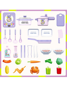 Juego de Cocina Infantil SMILESSKIDDO 37 Piezas Morado 2