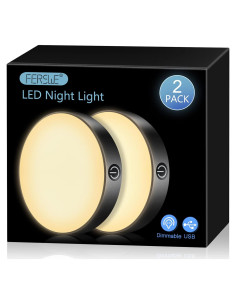 Ferswe Luz Táctil Regulable Recargable 1000mAh 3000K - 2 Piezas