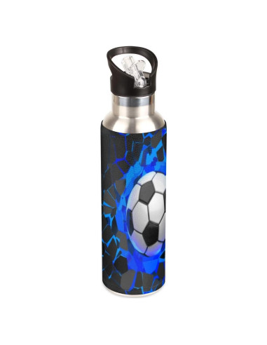 Botella de Agua Acero Inoxidable 600ml YoCosy Fútbol Azul