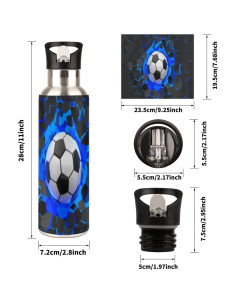 Botella de Agua Acero Inoxidable 600ml YoCosy Fútbol Azul 2