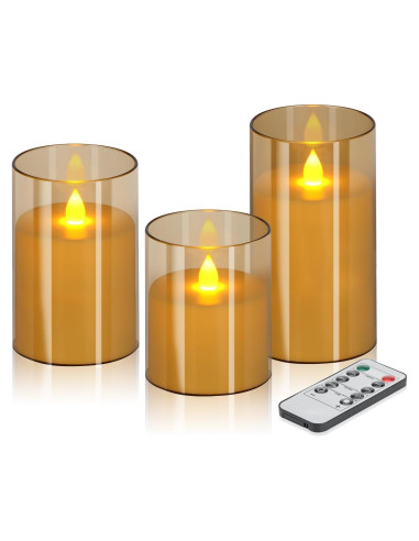 Juego de 3 Velas Sin Llama Wemarry 10cm 13cm 15cm con Control Remoto