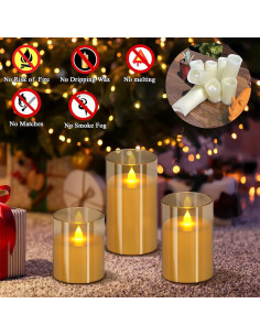 Juego de 3 Velas Sin Llama Wemarry 10cm 13cm 15cm con Control Remoto 2