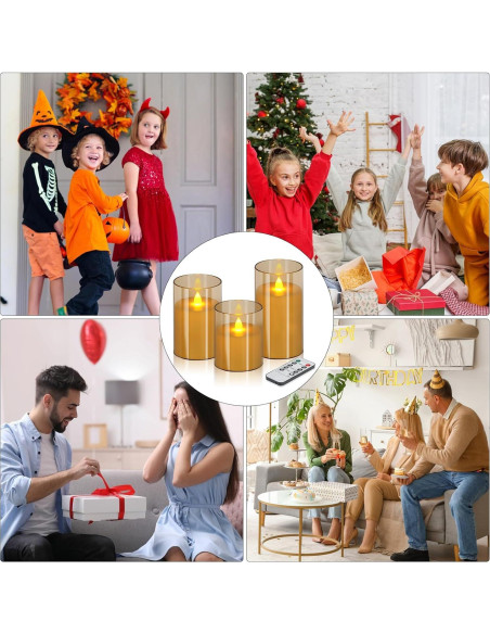 Juego de 3 Velas Sin Llama Wemarry 10cm 13cm 15cm con Control Remoto