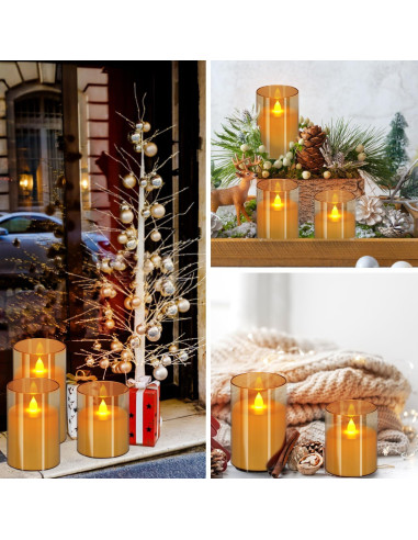 Juego de 3 Velas Sin Llama Wemarry 10cm 13cm 15cm con Control Remoto