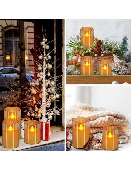 Juego de 3 Velas Sin Llama Wemarry 10cm 13cm 15cm con Control Remoto