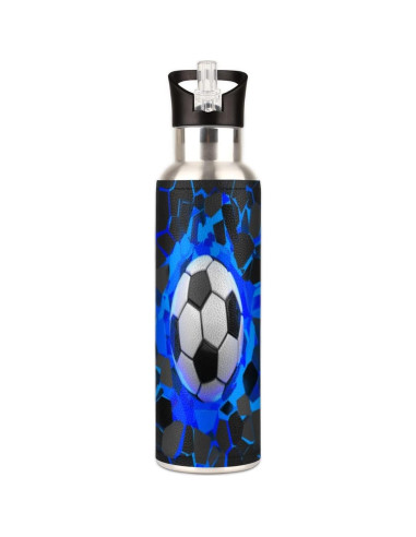 Botella de Agua Acero Inoxidable 600ml YoCosy Fútbol Azul
