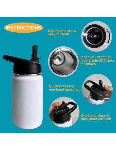 Botella de Agua para Niños XDMXY 12oz Acero Inoxidable Aislada