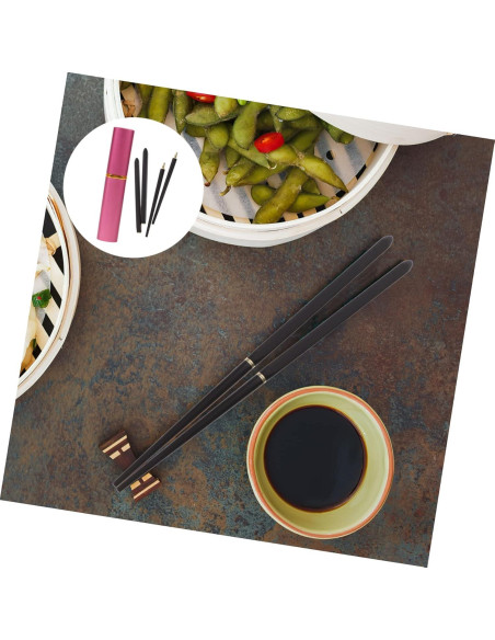 Palillos de Ébano Plegables Anneome con Estuche de Aluminio