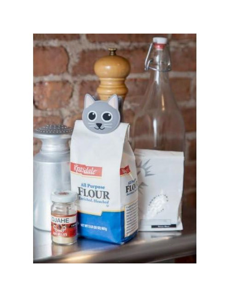 Clip de bolsa Kikkerland con sonido de gato gris