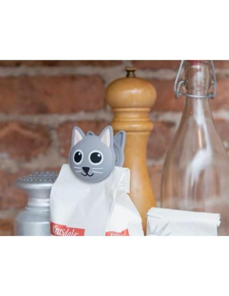Clip de bolsa Kikkerland con sonido de gato gris