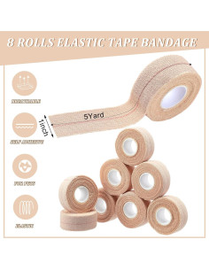 Cinta Adhesiva Elástica Tondiamo 8 Rollos 2.54 cm x 4.57 m 2