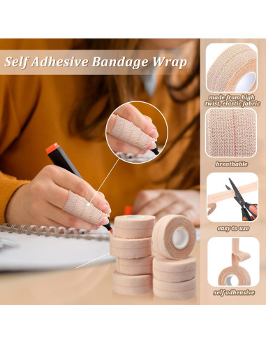 Cinta Adhesiva Elástica Tondiamo 8 Rollos 2.54 cm x 4.57 m