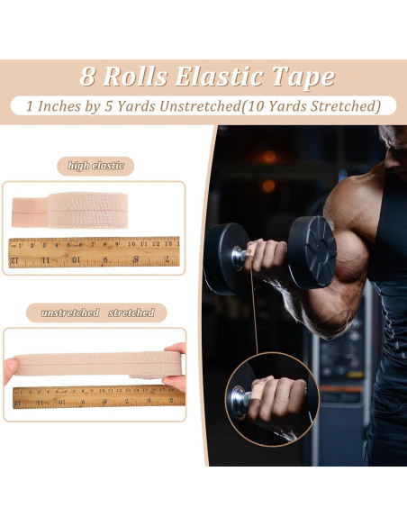 Cinta Adhesiva Elástica Tondiamo 8 Rollos 2.54 cm x 4.57 m