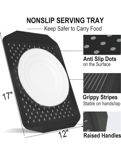 Bandeja Antideslizante Czlizdyt Set de 2 Negra 44.5x30.5cm 2