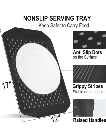 Bandeja Antideslizante Czlizdyt Set de 2 Negra 44.5x30.5cm