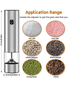 Molino de Pimienta Eléctrico Samsen - Acero Inoxidable 70ml 2