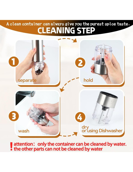 Molino de Pimienta Eléctrico Samsen - Acero Inoxidable 70ml