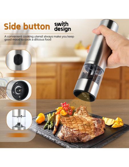 Molino de Pimienta Eléctrico Samsen - Acero Inoxidable 70ml