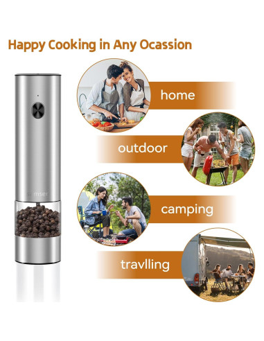 Molino de Pimienta Eléctrico Samsen - Acero Inoxidable 70ml