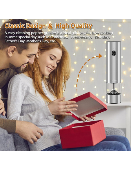 Molino de Pimienta Eléctrico Samsen - Acero Inoxidable 70ml