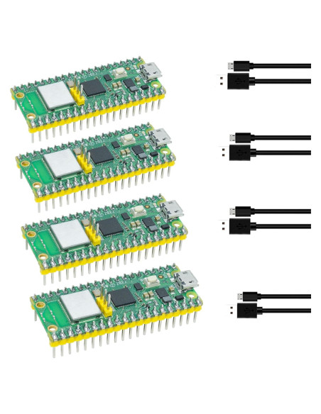 Paquete de 4 Raspberry Pi Pico W con conectores pre-soldados