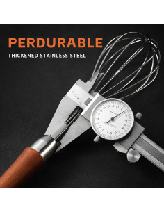 Batidor de Globo Kjsdn de Acero Inoxidable con Mango de Madera 2