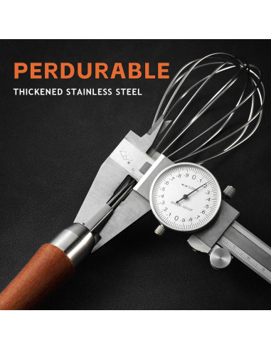 Batidor de Globo Kjsdn de Acero Inoxidable con Mango de Madera