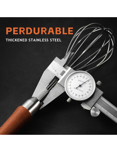 Batidor de Globo Kjsdn de Acero Inoxidable con Mango de Madera