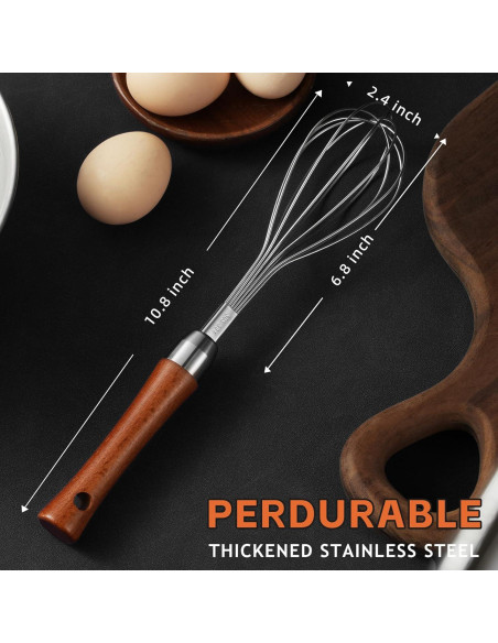 Batidor de Globo Kjsdn de Acero Inoxidable con Mango de Madera