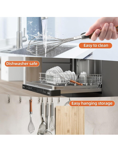 Batidor de Globo Kjsdn de Acero Inoxidable con Mango de Madera