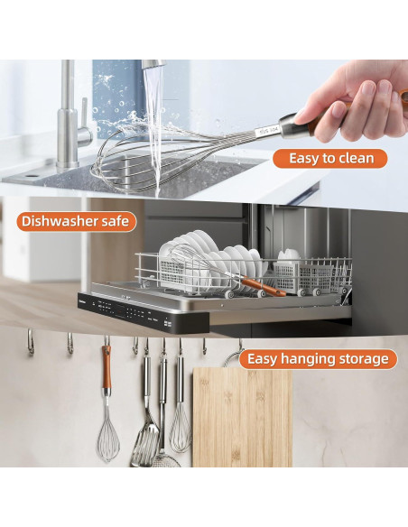 Batidor de Globo Kjsdn de Acero Inoxidable con Mango de Madera