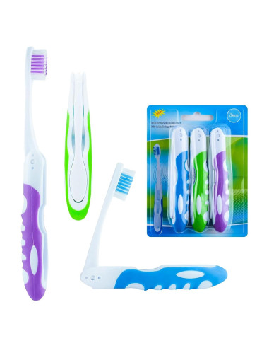 Cepillo de Dientes de Viaje Lingito Plegable - Paquete de 3 Multicolor