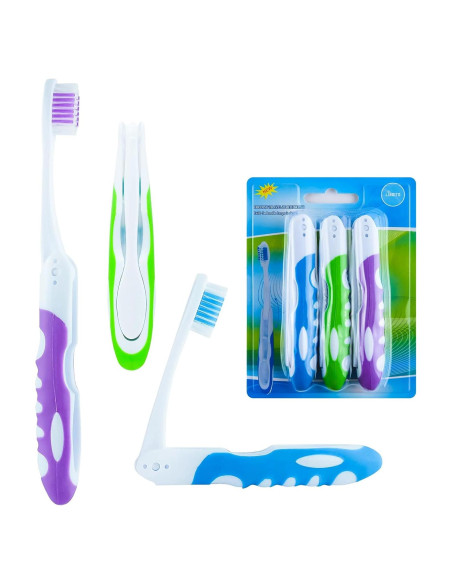 Cepillo de Dientes de Viaje Lingito Plegable - Paquete de 3 Multicolor